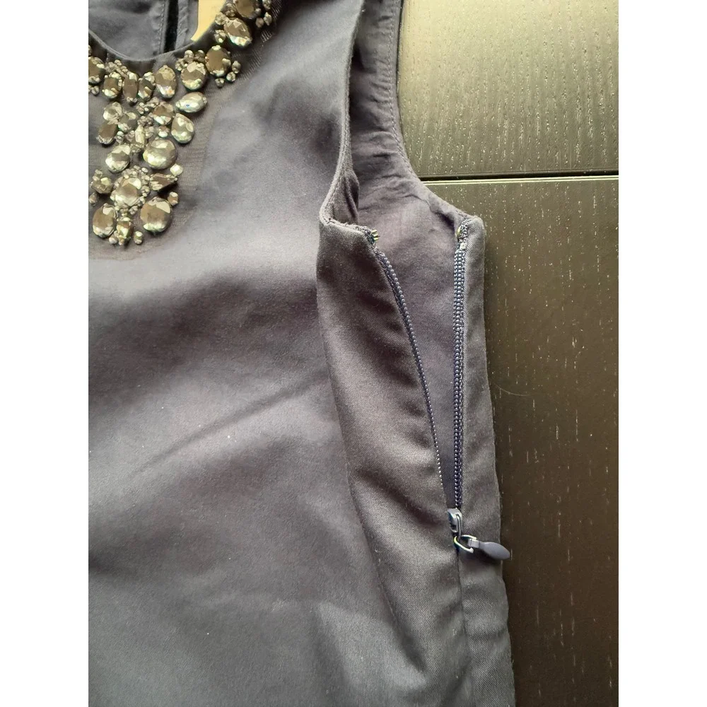 Crewcuts J. Crew Jeweled Dress Girls 7 Navy Sleeveless‎ Side Pockets Party XMAS